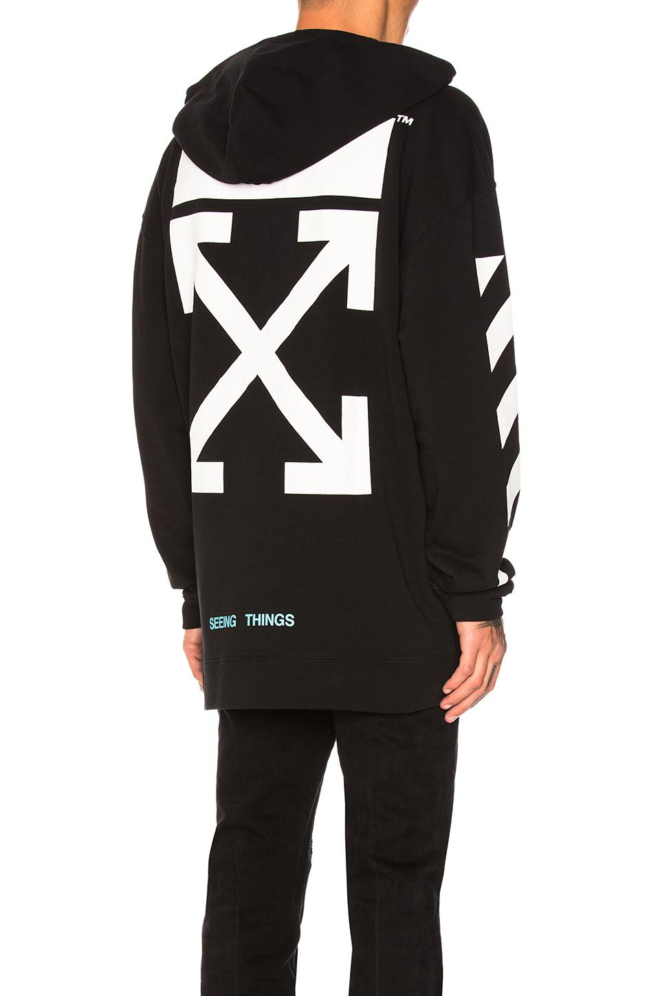 Off-White c/o Virgil Abloh Cotton Diagonal Arrows Hoodie in Black & White (Black) for Men - Lyst